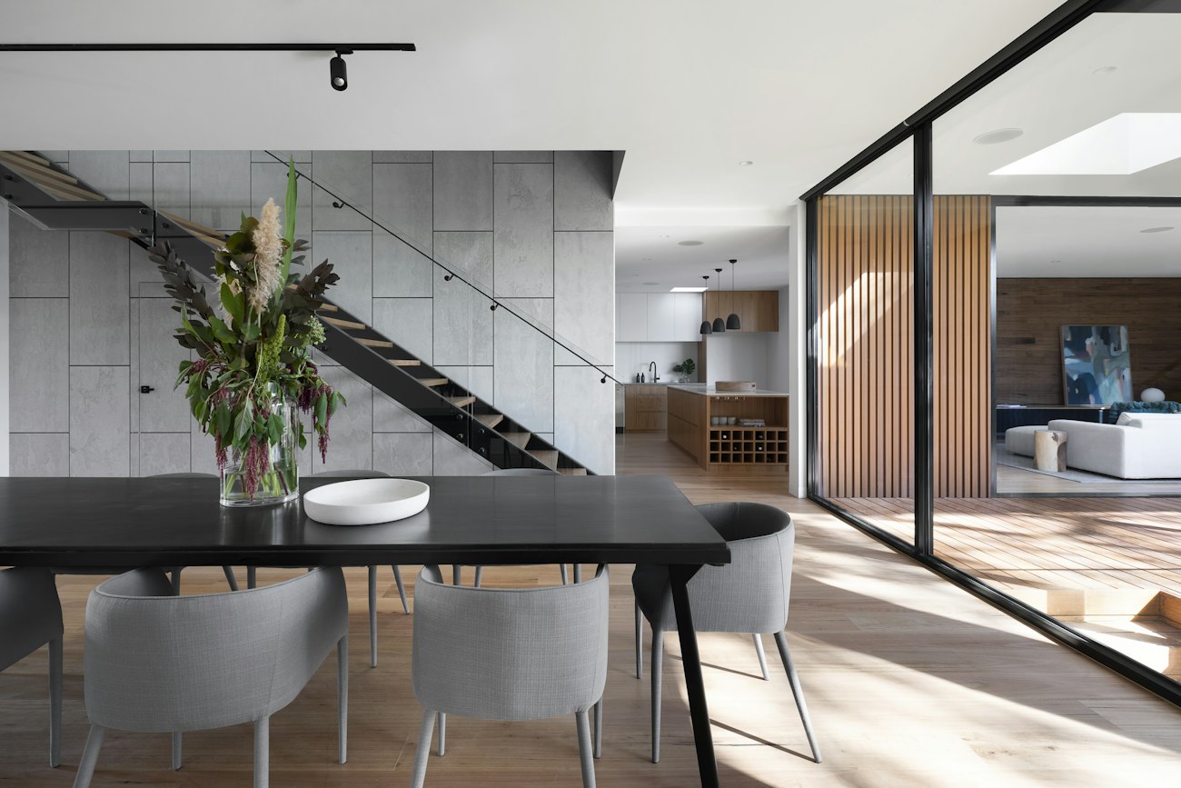 Contemporary architecture with natural light and greenery